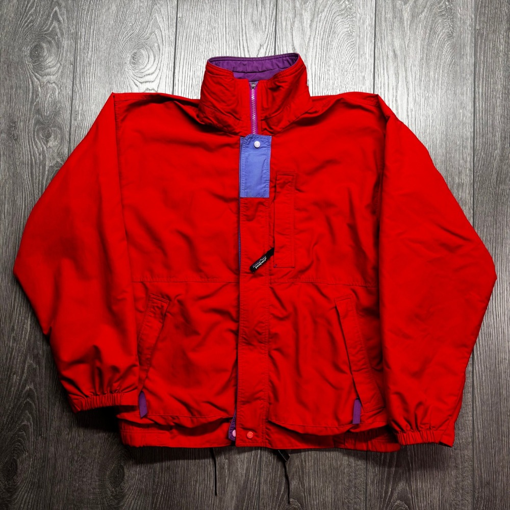 Vintage Patagonia Mens Red Nylon Windbreaker Jacket Blue Purple Trim Size M